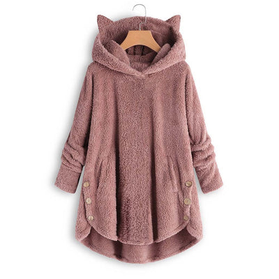 Blusa Abrigo Irregular con Botones de Felpa Estilo Europeo y Americano para Mujer - Image 5