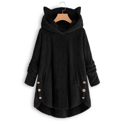 Blusa Abrigo Irregular con Botones de Felpa Estilo Europeo y Americano para Mujer - Image 3