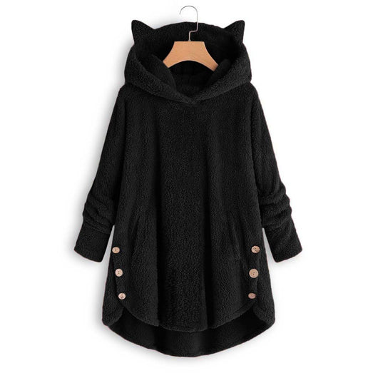 Blusa Abrigo Irregular con Botones de Felpa Estilo Europeo y Americano para Mujer - Image 3