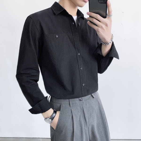 Camisa Casual de Manga Larga Estilo Maduro para Hombre - Elegancia y Confort