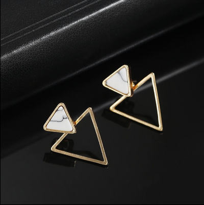 Aretes Geométricos de Mármol Turquesa - Diseño Creativo y Moderno - Image 3