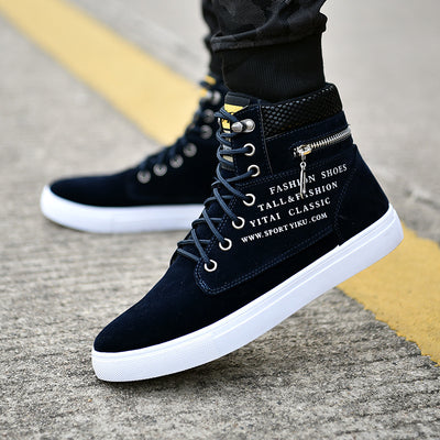 Zapatillas Altas de Lona Estilo Coreano para Hombre - Image 12
