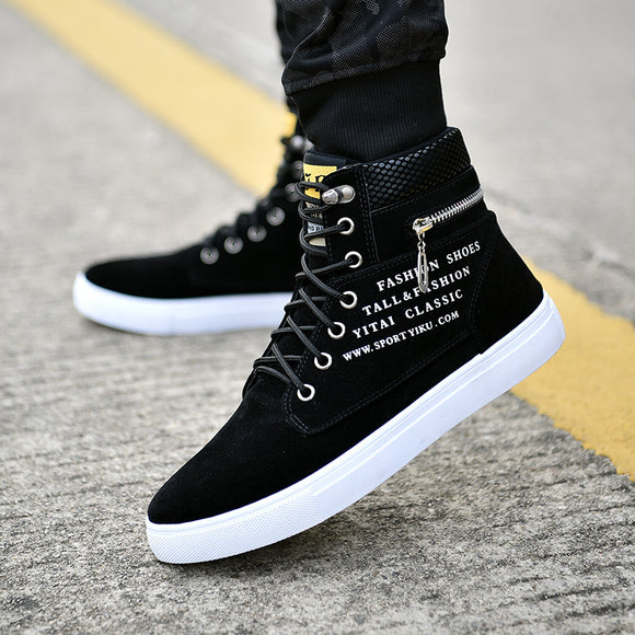 Zapatillas Altas de Lona Estilo Coreano para Hombre