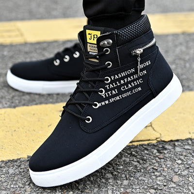 Zapatillas Altas de Lona Estilo Coreano para Hombre - Image 3
