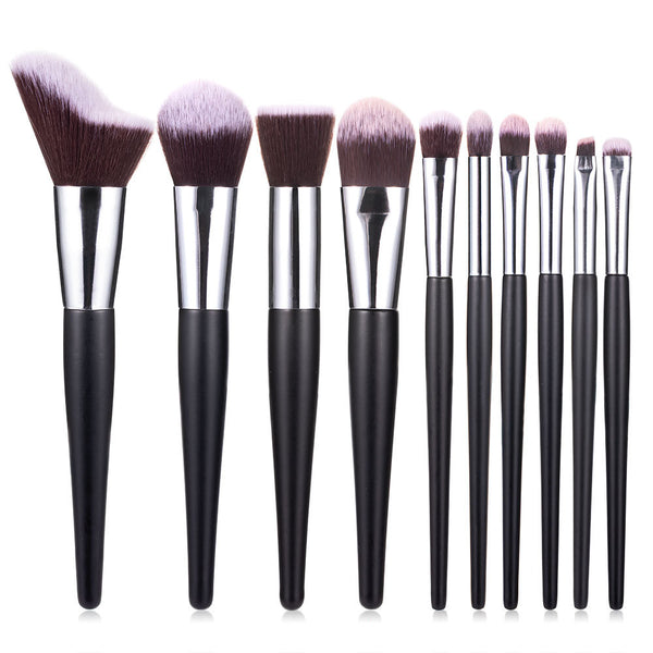 Set de 10 Brochas Onduladas para Maquillaje - Polvo, Rubor y Sombra