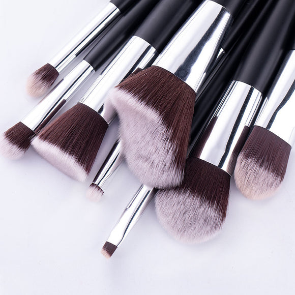 Set de 10 Brochas Onduladas para Maquillaje - Polvo, Rubor y Sombra