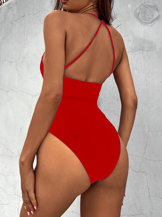Traje de Baño Enterizo Elegante en Color Liso - Image 5