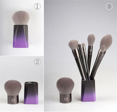 Set de Brochas de Maquillaje con Polvo Suelto, Rubor Brillante y Difuminador - Image 4