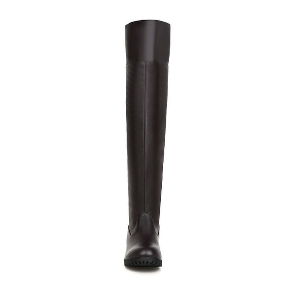 Botas Altas Elásticas Mujer con Tacón Grueso