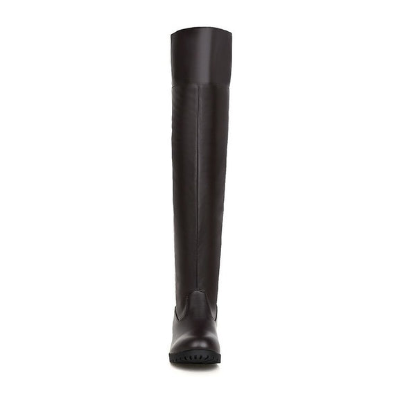 Botas Altas Elásticas Mujer con Tacón Grueso