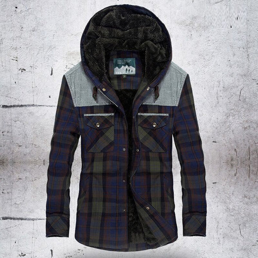 Camisa Acolchada a Cuadros con Capucha