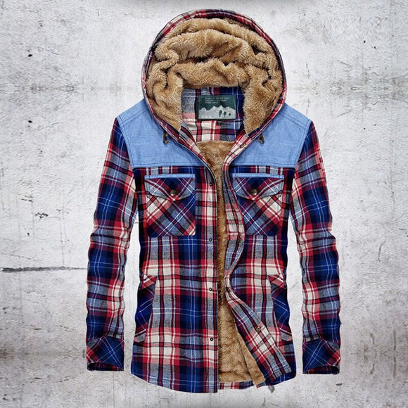 Camisa Acolchada a Cuadros con Capucha