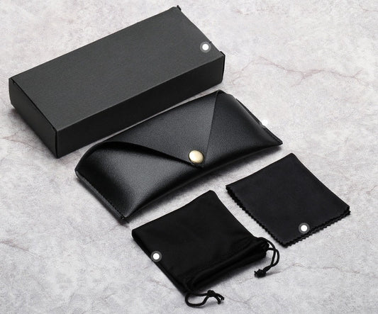 Estuche de Cuero para Gafas de Sol con Cordón Elástico Portátil