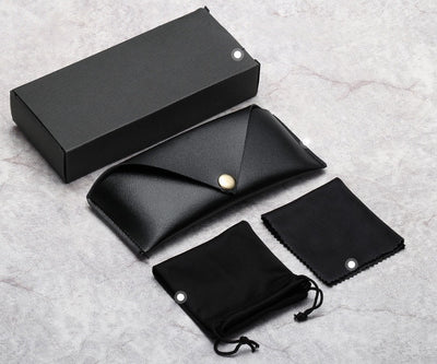 Estuche de Cuero para Gafas de Sol con Cordón Elástico Portátil