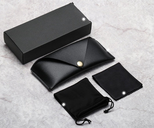 Estuche de Cuero para Gafas de Sol con Cordón Elástico Portátil