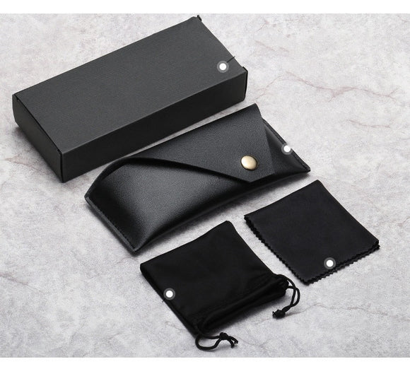 Estuche de Cuero para Gafas de Sol con Cordón Elástico Portátil