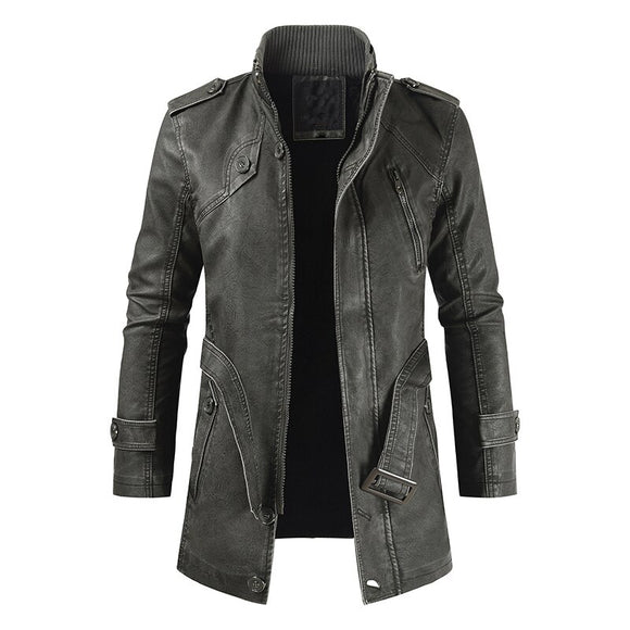 Chaqueta de Cuero Slim Fit Térmica para Hombre