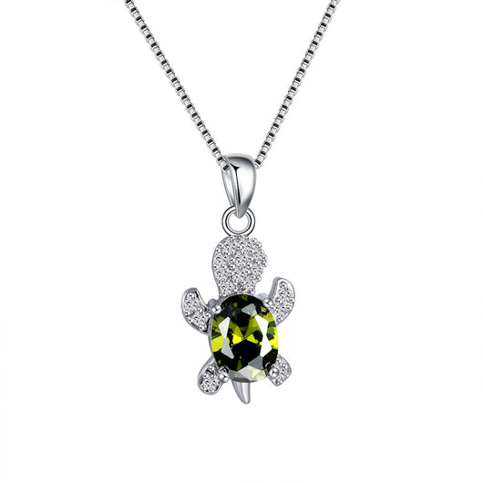 Collar de Tortuga con Turmalina Diamante Azul Verdoso - Image 9