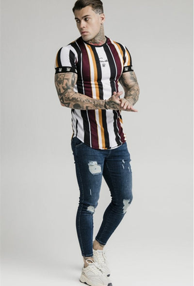 Camiseta Deportiva Hip Hop a Rayas con Estampado - Image 8