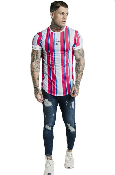 Camiseta Deportiva Hip Hop a Rayas con Estampado - Image 7