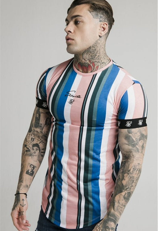 Camiseta Deportiva Hip Hop a Rayas con Estampado - Image 2