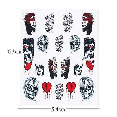 Set de Stickers para Uñas Calaveras Blanco y Negro - Image 7