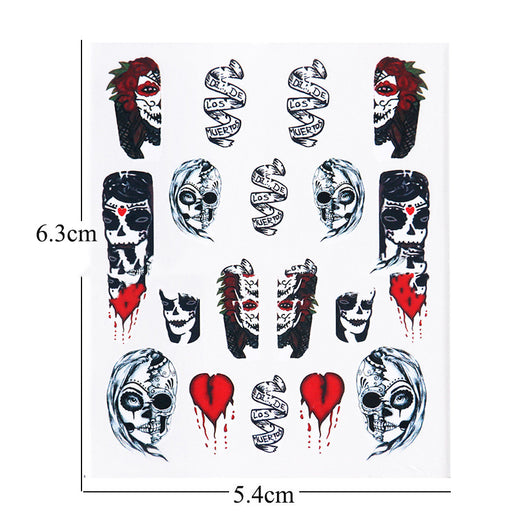Set de Stickers para Uñas Calaveras Blanco y Negro - Image 7