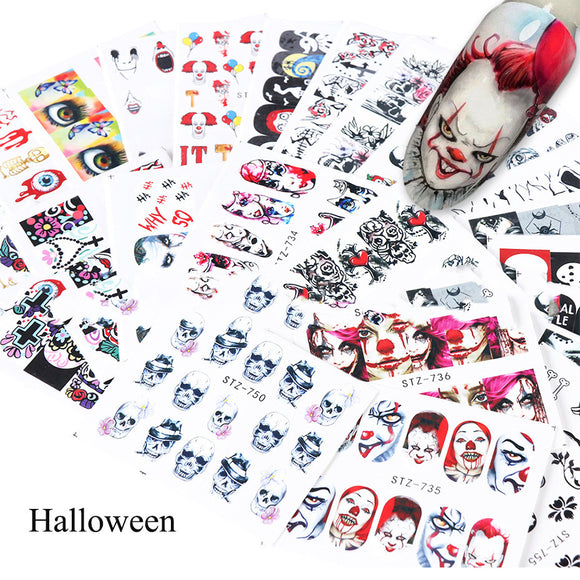 Set de Stickers para Uñas Calaveras Blanco y Negro