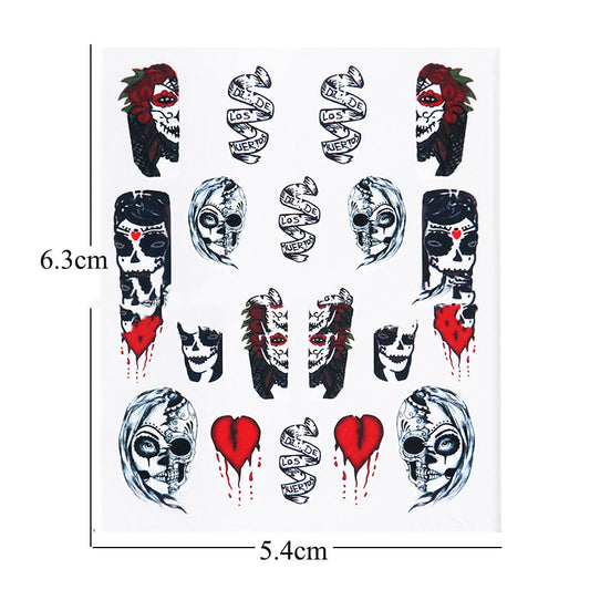 Set de Stickers para Uñas Calaveras Blanco y Negro