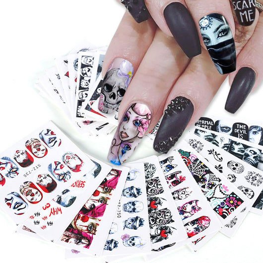 Set de Stickers para Uñas Calaveras Blanco y Negro - Image 4