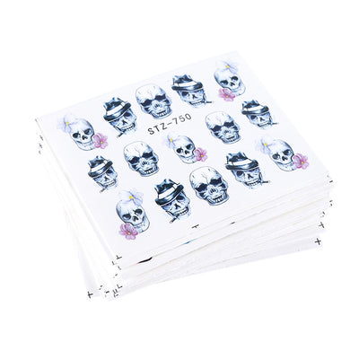 Set de Stickers para Uñas Calaveras Blanco y Negro - Image 5