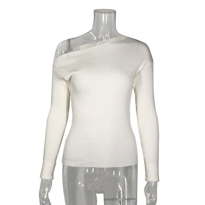 Blusa Blanca con Hombro Caído y Manga Larga - Image 3