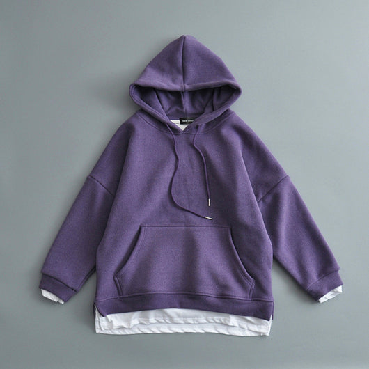 Sudadera Oversized con Capucha y Efecto Dos Piezas en Terciopelo Grueso - Image 27