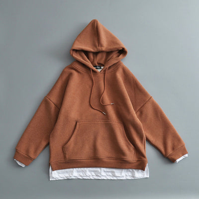 Sudadera Oversized con Capucha y Efecto Dos Piezas en Terciopelo Grueso - Image 9