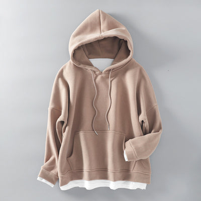 Sudadera Oversized con Capucha y Efecto Dos Piezas en Terciopelo Grueso - Image 5
