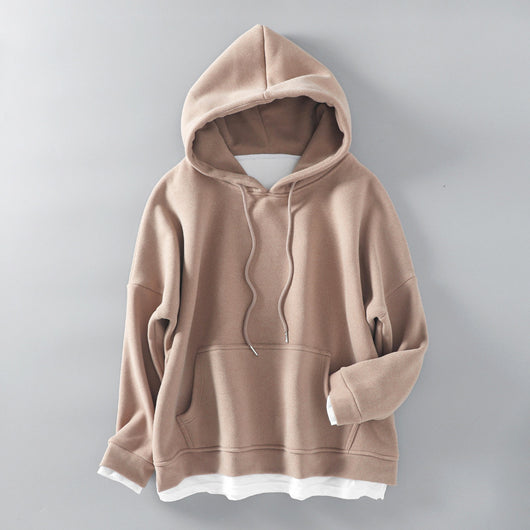 Sudadera Oversized con Capucha y Efecto Dos Piezas en Terciopelo Grueso - Image 5