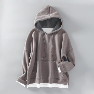 Sudadera Oversized con Capucha y Efecto Dos Piezas en Terciopelo Grueso - Image 7