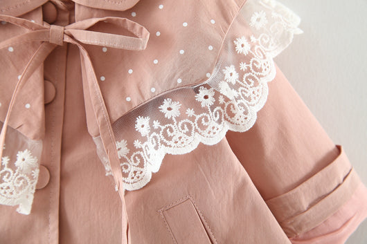 Chaqueta Trench Coat Estilo Coreano con Encaje para Niñas - Image 12
