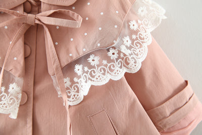 Chaqueta Trench Coat Estilo Coreano con Encaje para Niñas - Image 8