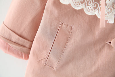 Chaqueta Trench Coat Estilo Coreano con Encaje para Niñas - Image 4