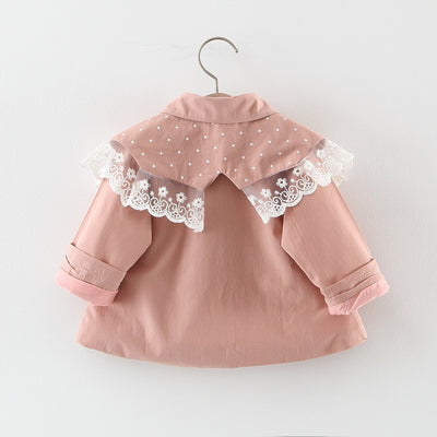 Chaqueta Trench Coat Estilo Coreano con Encaje para Niñas - Image 7