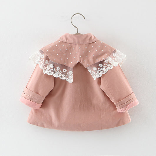 Chaqueta Trench Coat Estilo Coreano con Encaje para Niñas - Image 7