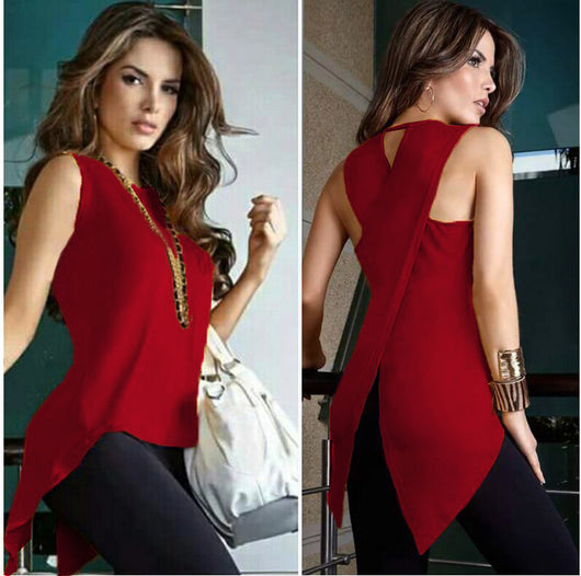 Blusa Asimétrica de Moda con Espalda Cruzada para Primavera y Verano - Image 7