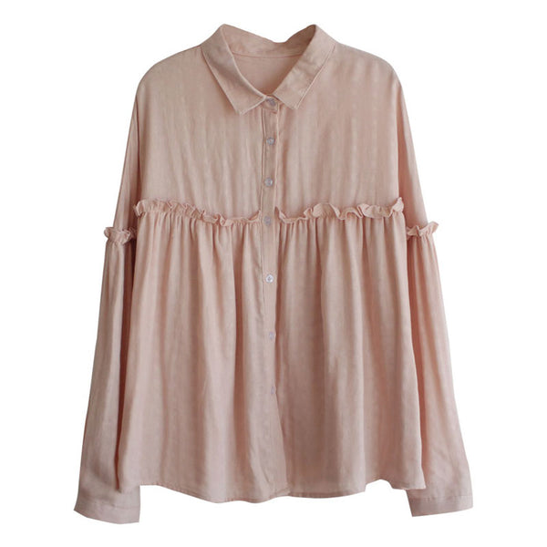 Blusa Camisera Larga Coreana para Mujer con Detalles en Madera - Image 4