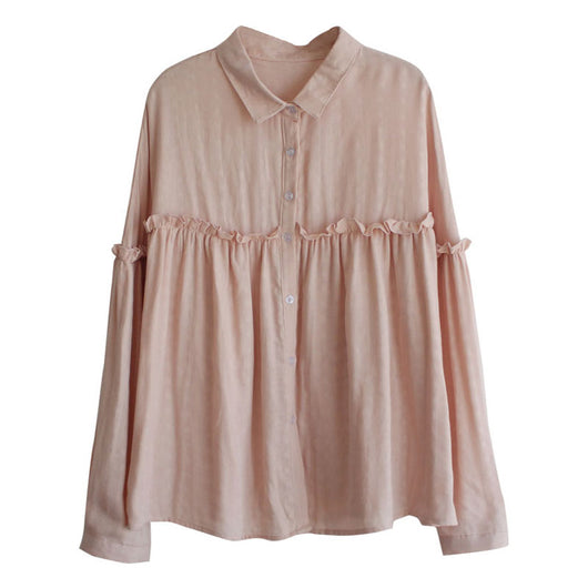Blusa Camisera Larga Coreana para Mujer con Detalles en Madera - Image 4