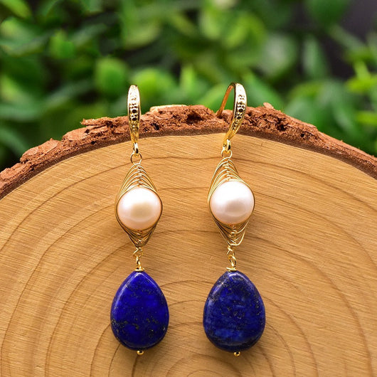Aretes de Perlas de Agua Dulce Naturales Hechos a Mano - Image 2