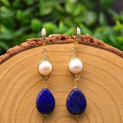 Aretes de Perlas de Agua Dulce Naturales Hechos a Mano - Image 2