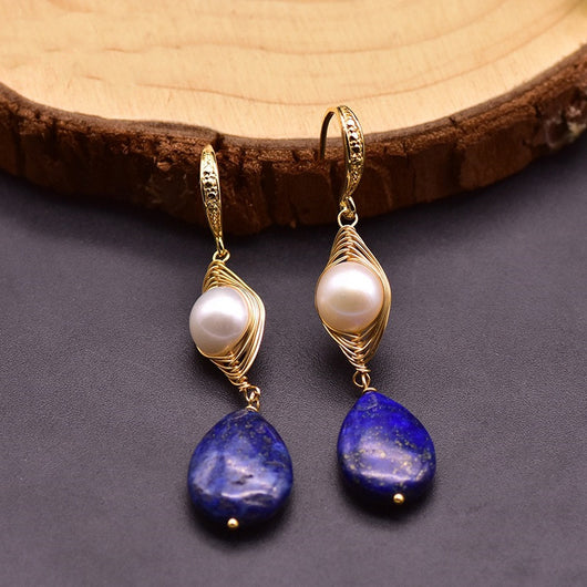 Aretes de Perlas de Agua Dulce Naturales Hechos a Mano - Image 5