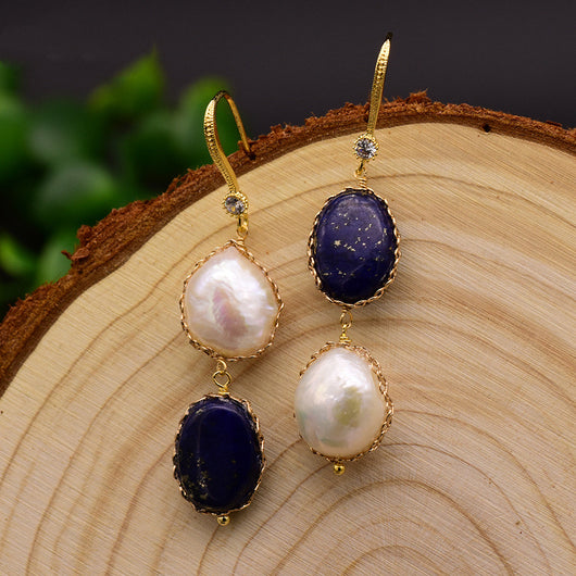 Aretes Largos de Perla Estilo Europeo Americano para Mujer - Image 6