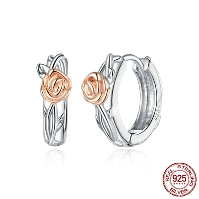 Aretes de Plata Esterlina con Diseño de Viña Rosa - Elegancia Botánica Femenina - Image 6